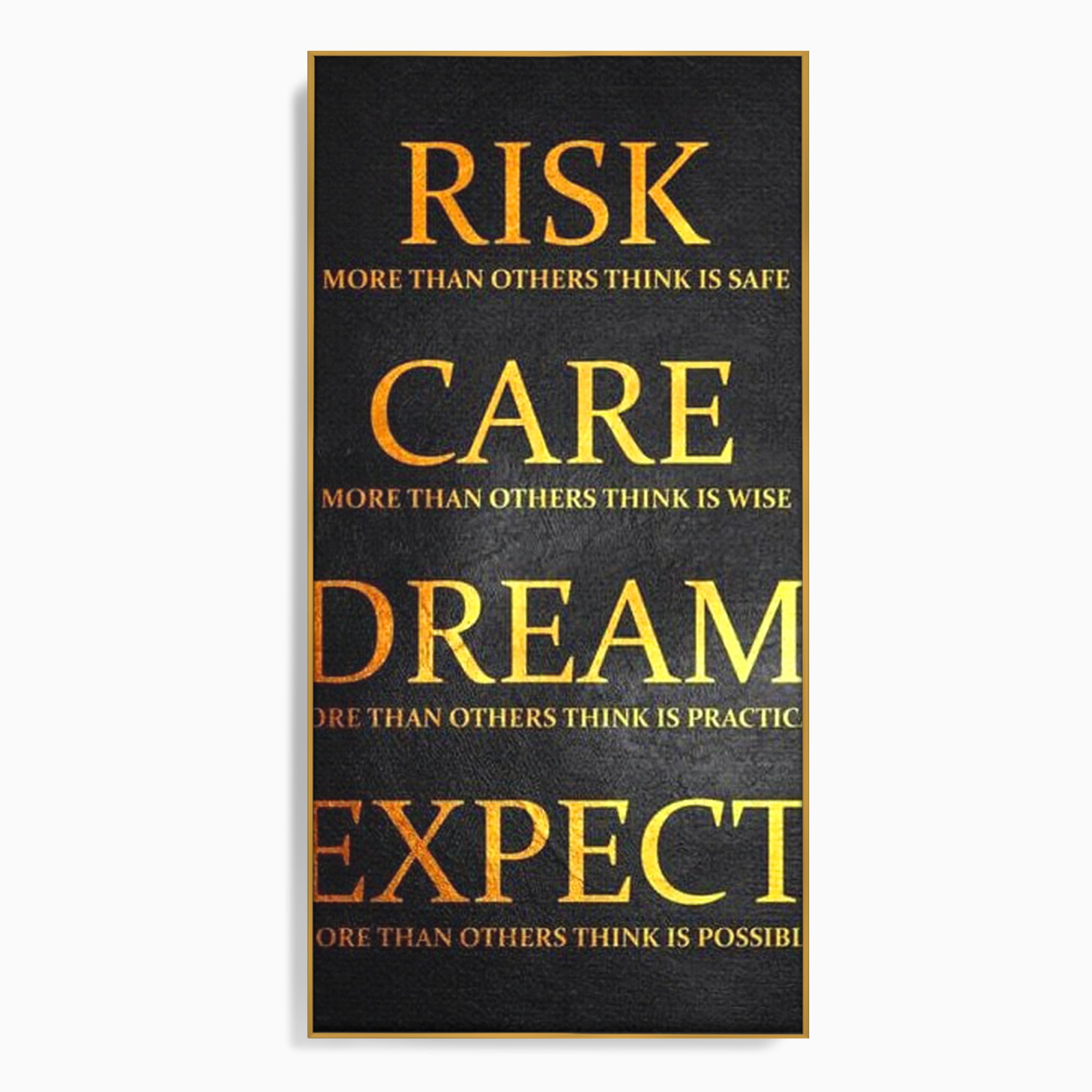 Tablou canvas cu tablou canvas cu citat motivational, in rama de aluminiu auriu
